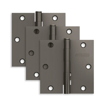 Schlage Residential Pack of Three 3.5" x 3.5" Square Corner Plain Bearing Mortise Hinges